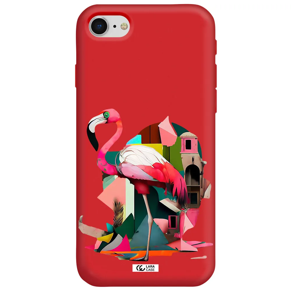 Flamingo Collage Apple iPhone se 2020 Silicone Imperial Red Case