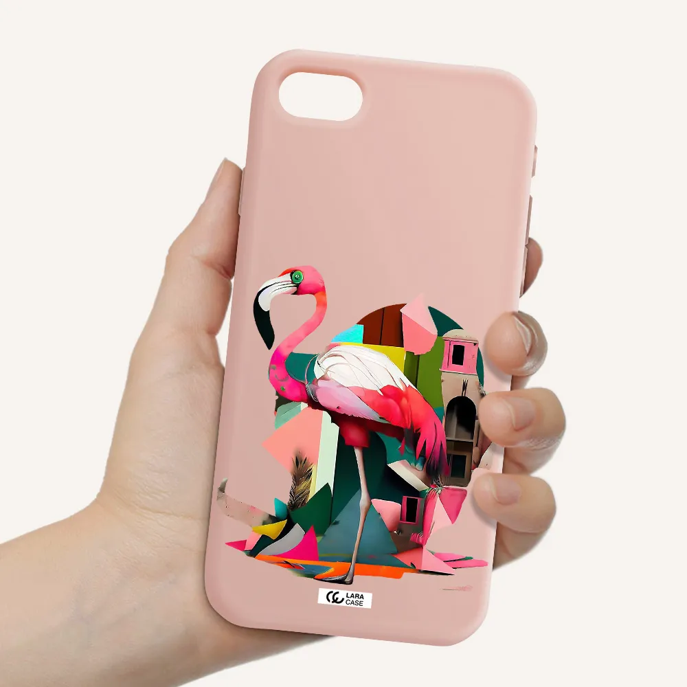 Flamingo Collage Apple iPhone se 2020 Silicone pastel pink Case