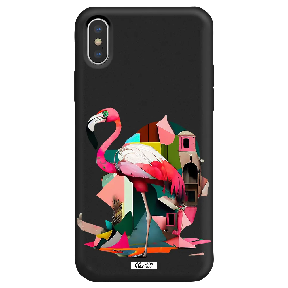 Flamingo Collage Apple iPhone X Silicone black Case