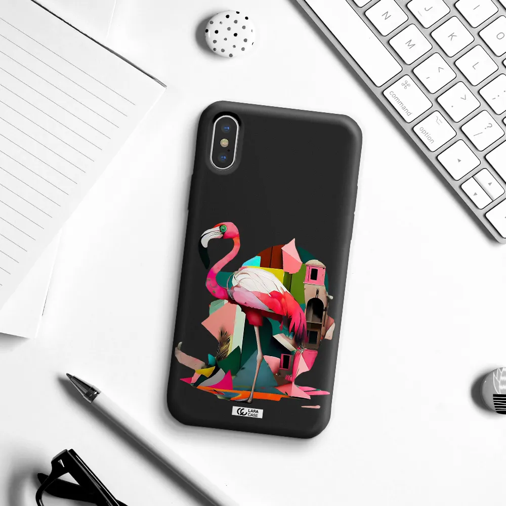 Flamingo Collage Apple iPhone X Silicone black Case