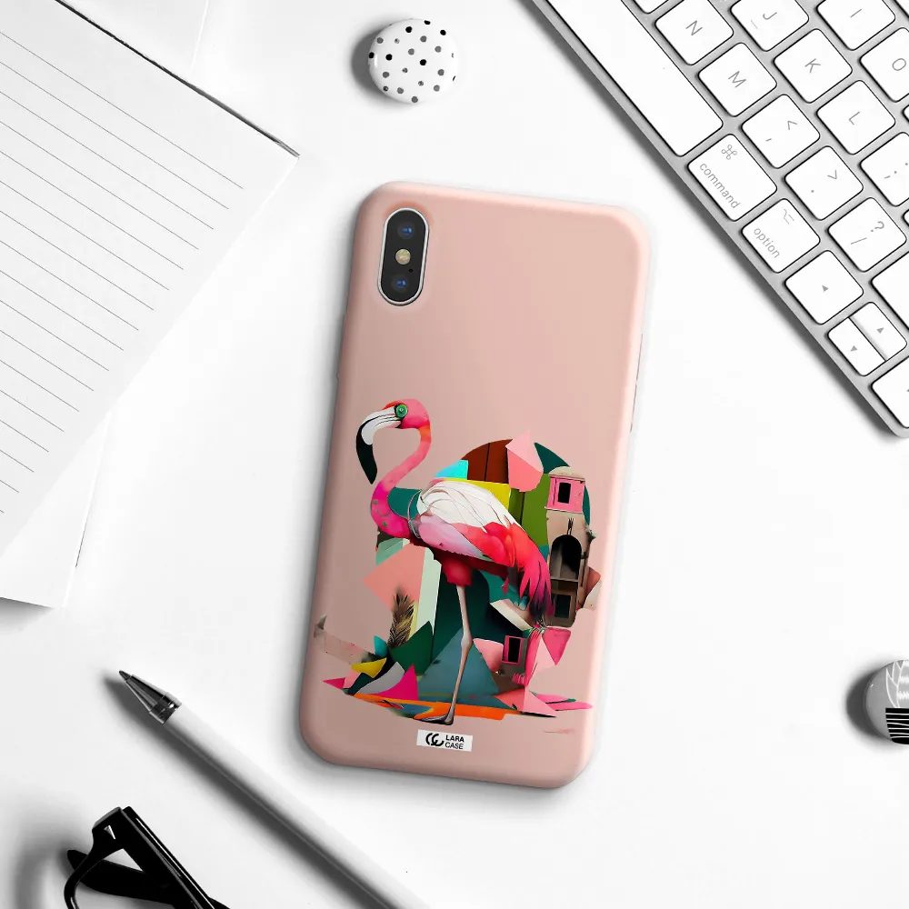 Flamingo Collage Apple iPhone X Silicone pastel pink Case