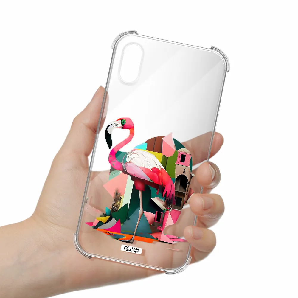 Flamingo Collage Apple iPhone XS Clear PC Case