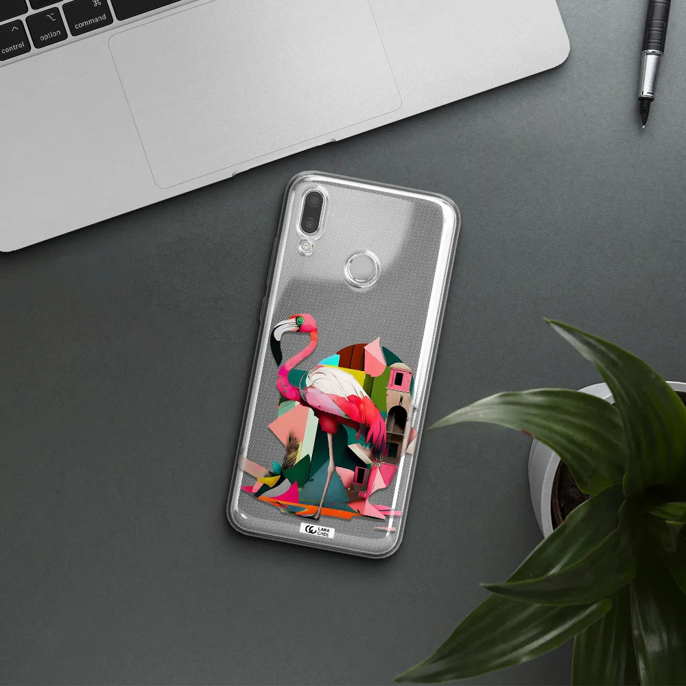 Flamingo Collage Huawei P Smart 2019 Clear TPU Case