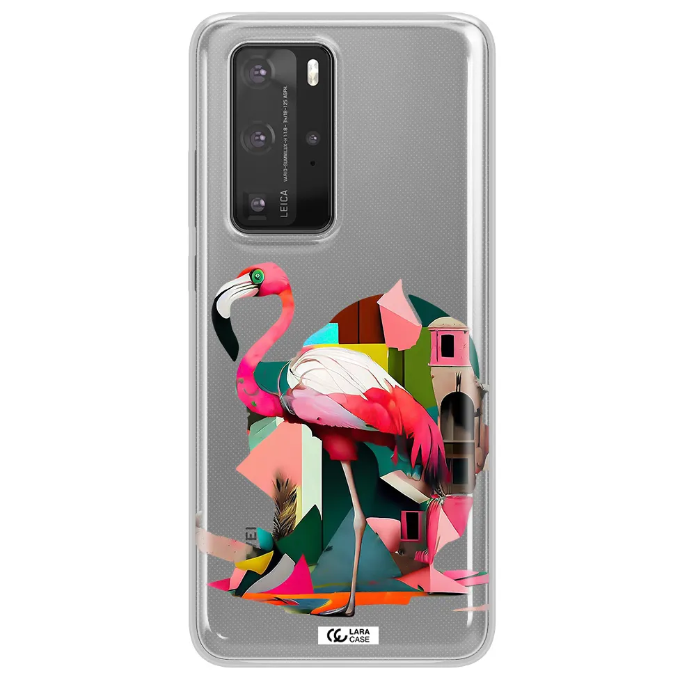 Flamingo Collage Huawei P40 Pro Clear TPU Case