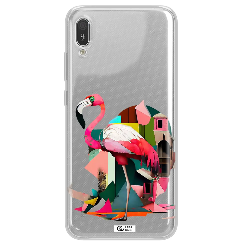 Flamingo Collage Huawei Y6 Pro 2019 Clear TPU Case