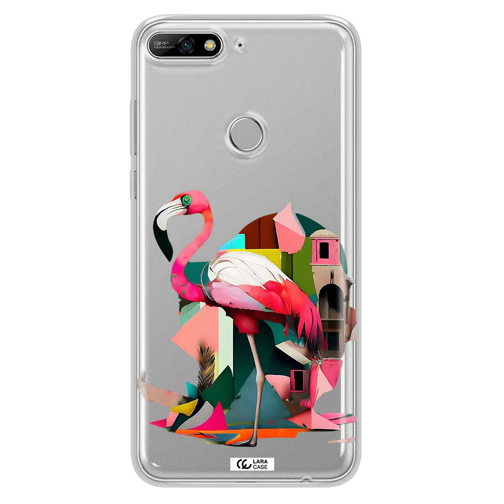 Flamingo Collage Huawei Y7 2018 Clear TPU Case
