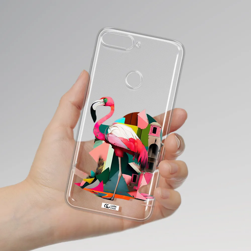 Flamingo Collage Huawei Y7 2018 Clear TPU Case