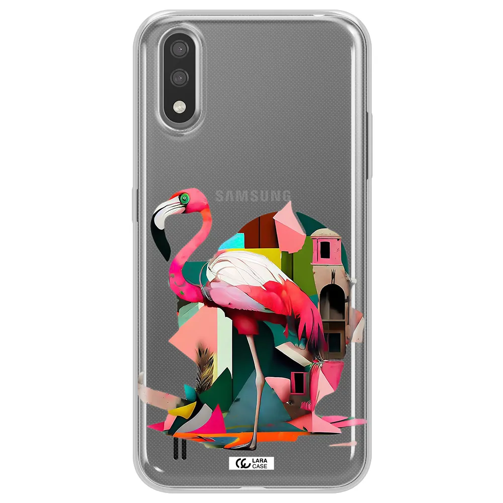 Flamingo Collage Samsung A01 Clear TPU Case