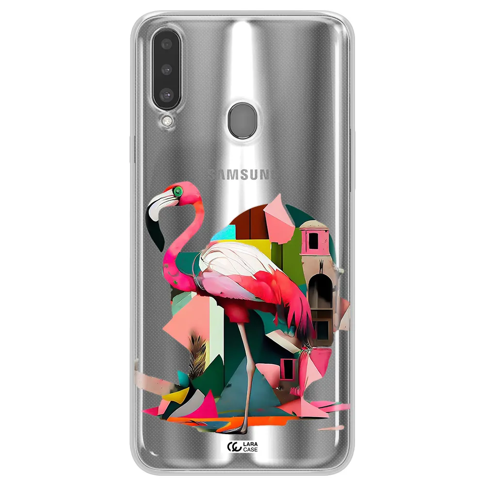 Flamingo Collage Samsung A20S Clear TPU Case