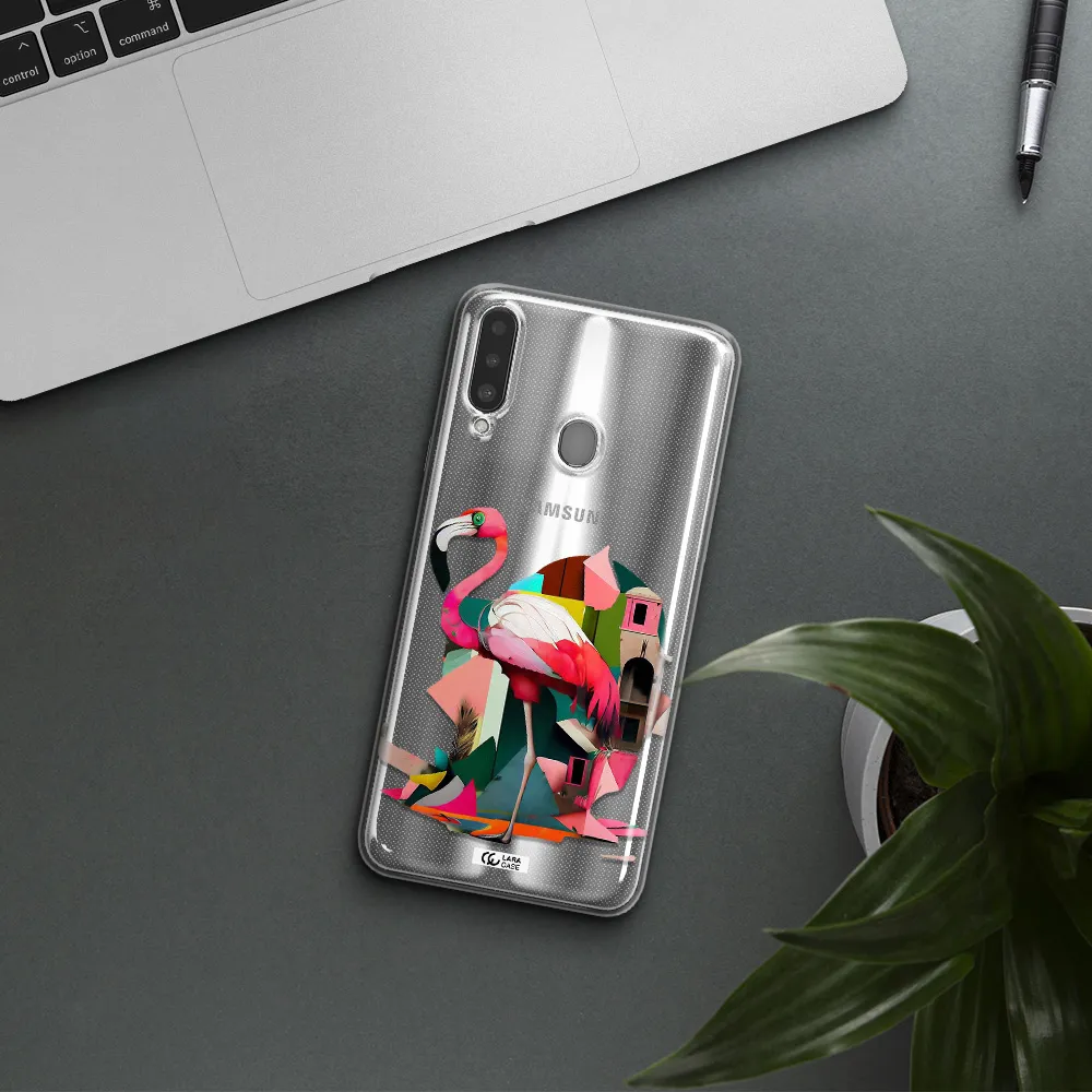 Flamingo Collage Samsung A20S Clear TPU Case
