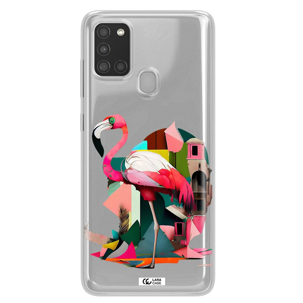Flamingo Collage Samsung A21S Clear TPU Case