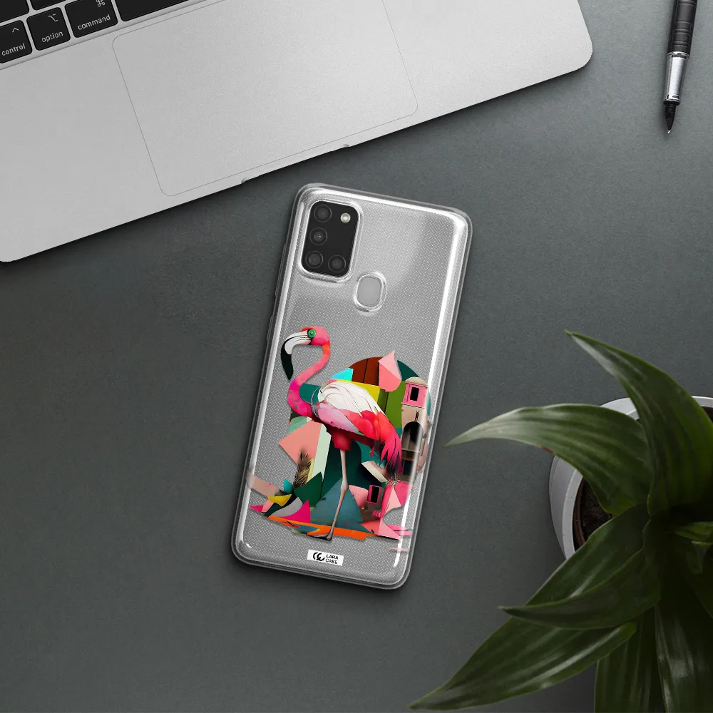 Flamingo Collage Samsung A21S Clear TPU Case