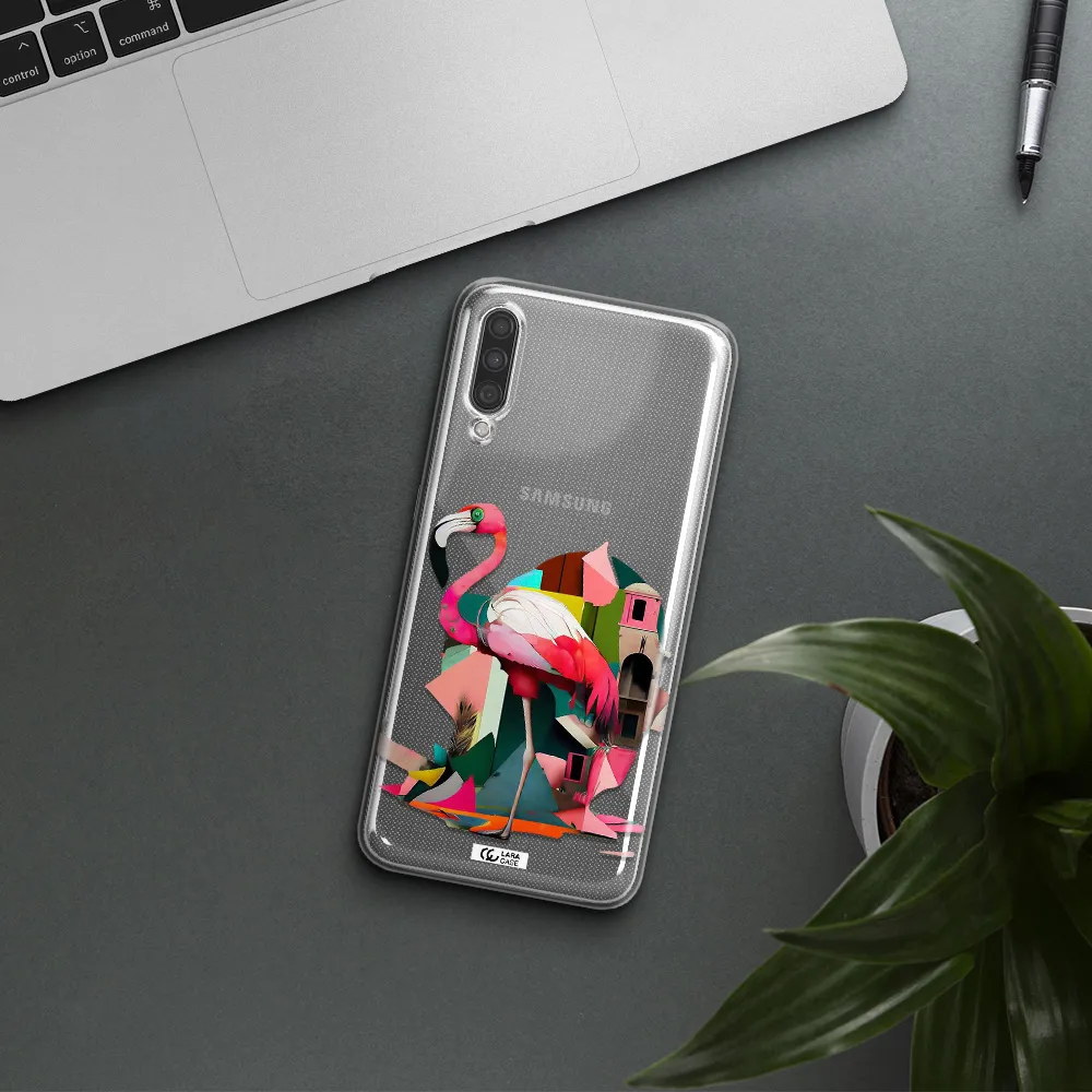 Flamingo Collage Samsung A30S Clear TPU Case
