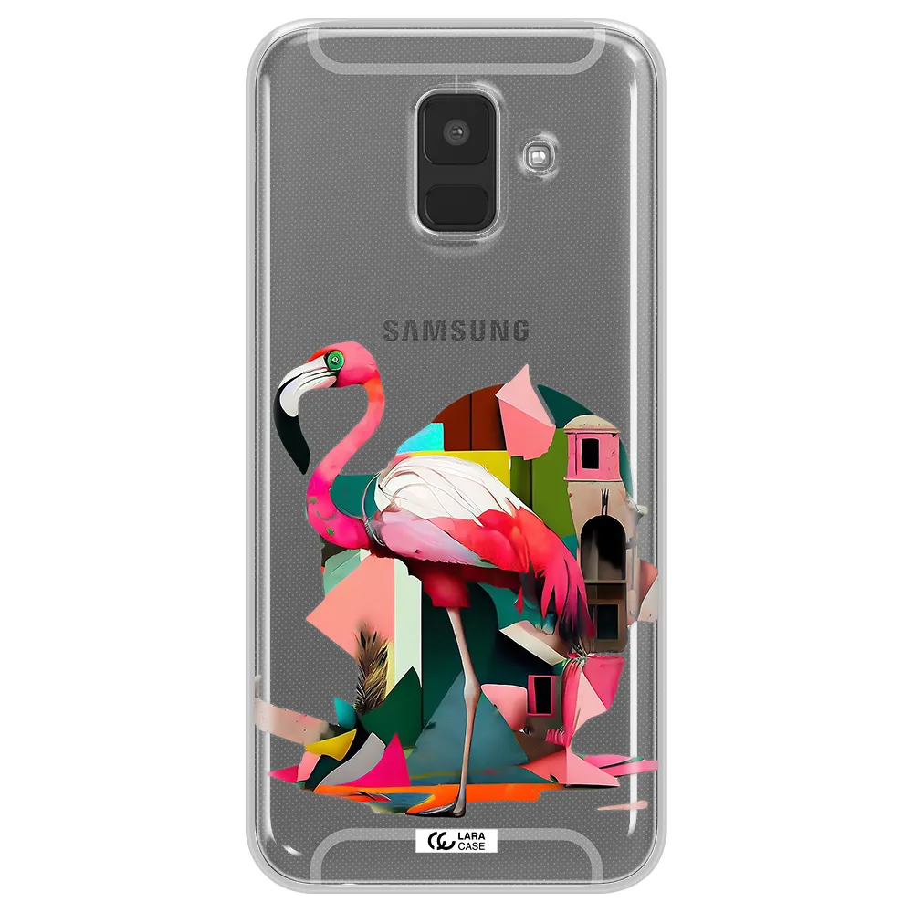 Flamingo Collage Samsung A6 Clear TPU Case