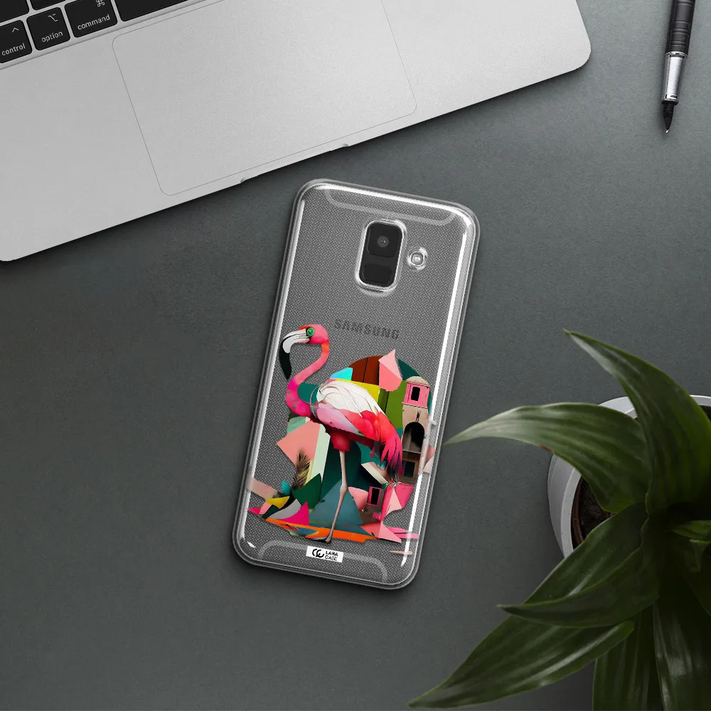 Flamingo Collage Samsung A6 Clear TPU Case