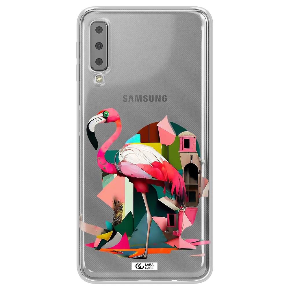 Flamingo Collage Samsung A7 2018 Clear TPU Case