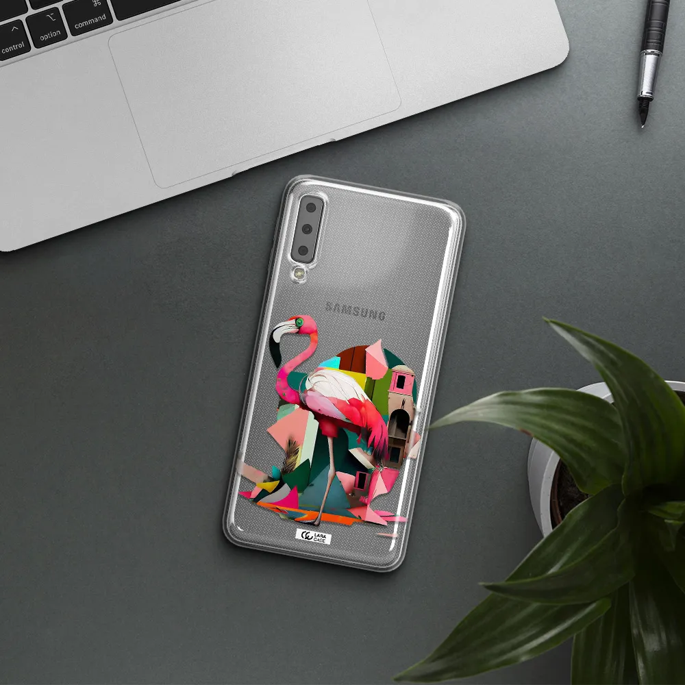 Flamingo Collage Samsung A7 2018 Clear TPU Case