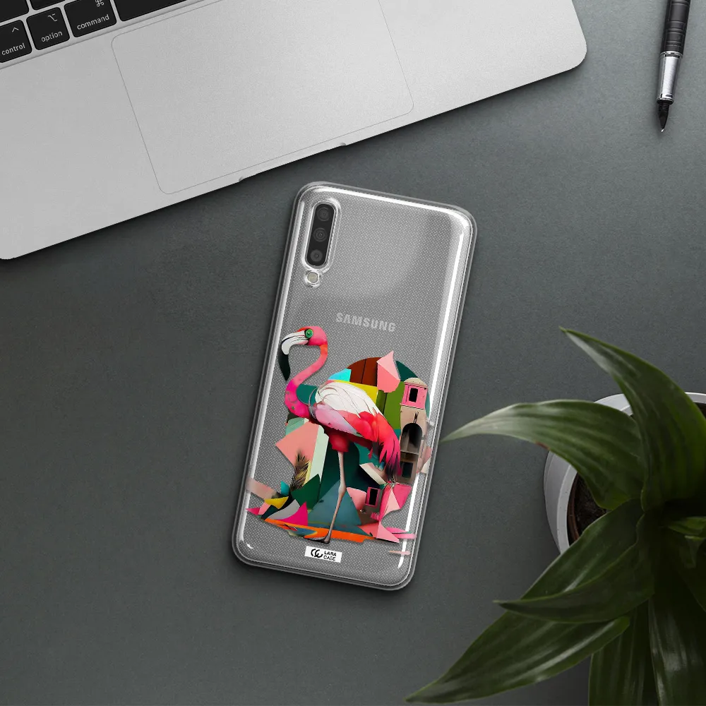 Flamingo Collage Samsung A70S Clear Tpu Case