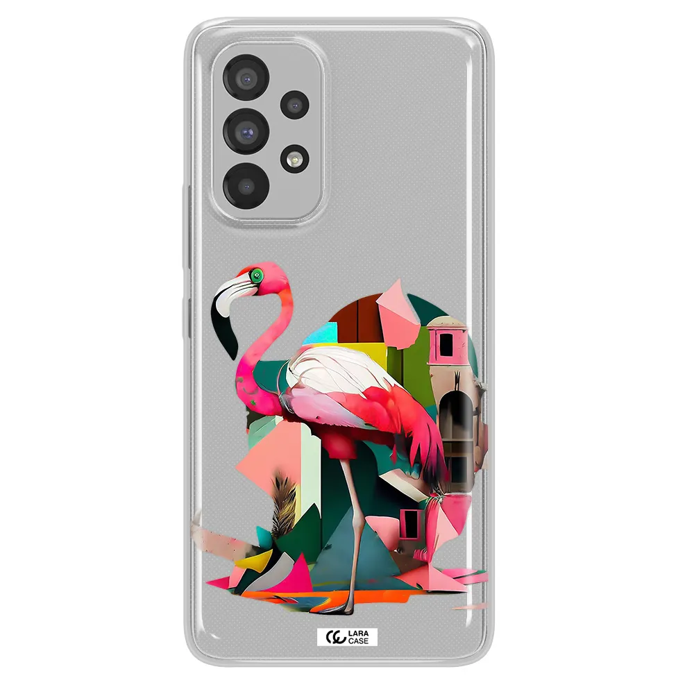 Flamingo Collage Samsung A73 Clear TPU Case