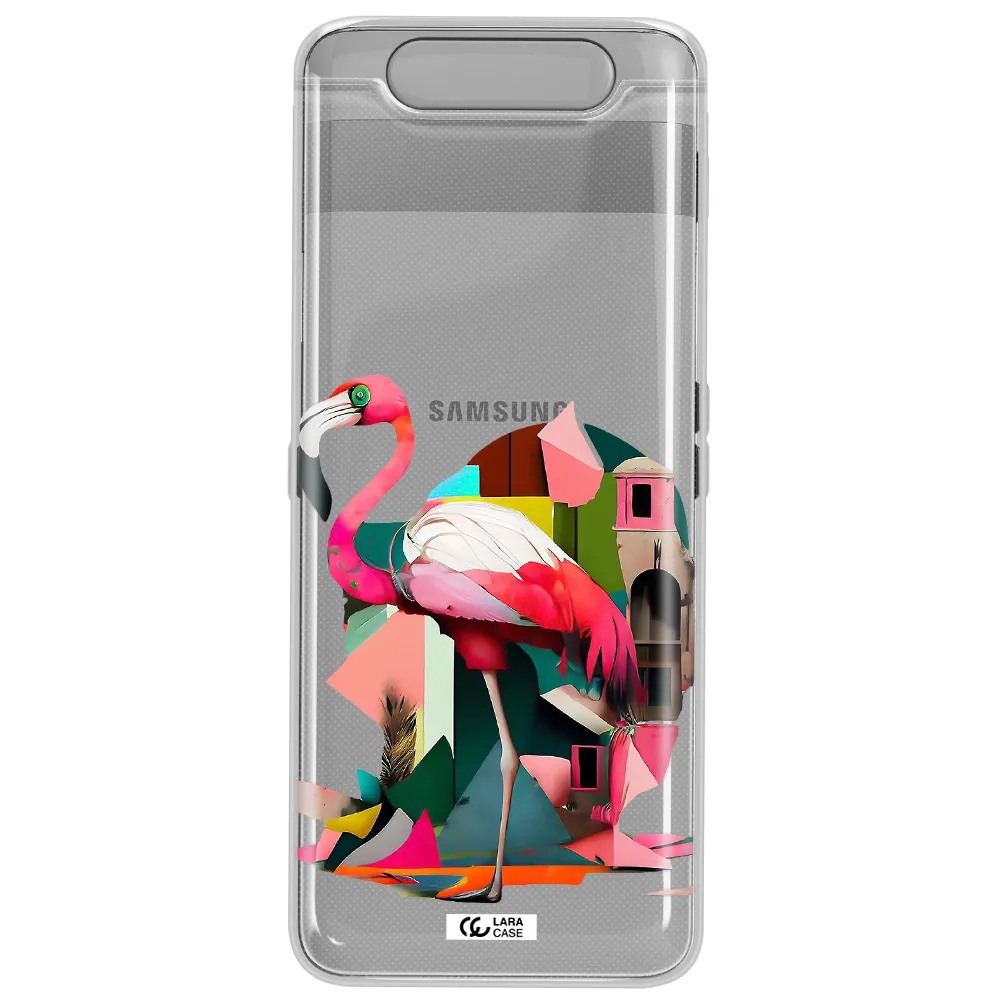 Flamingo Collage Samsung A80 Clear TPU Case