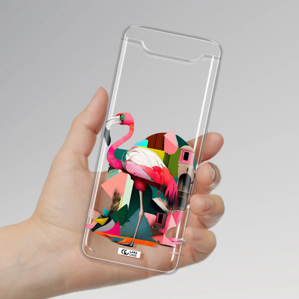 Flamingo Collage Samsung A80 Clear TPU Case