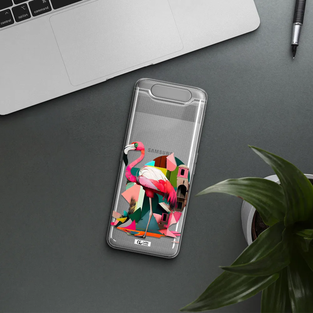 Flamingo Collage Samsung A80 Clear TPU Case