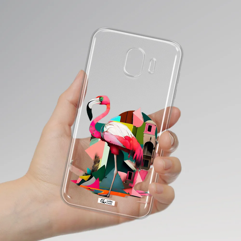 Flamingo Collage Samsung J4 Clear TPU Case