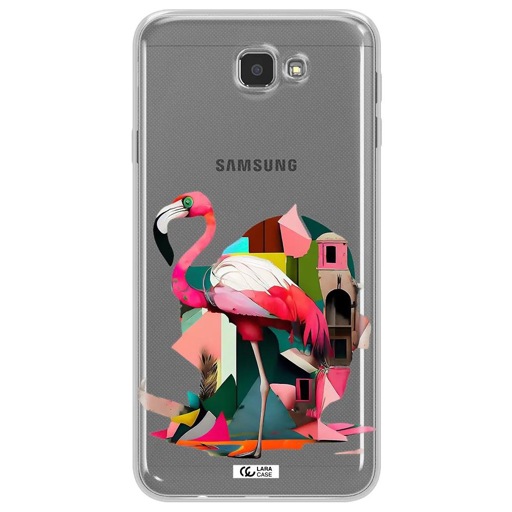 Flamingo Collage Samsung J7 Prim Clear TPU Case