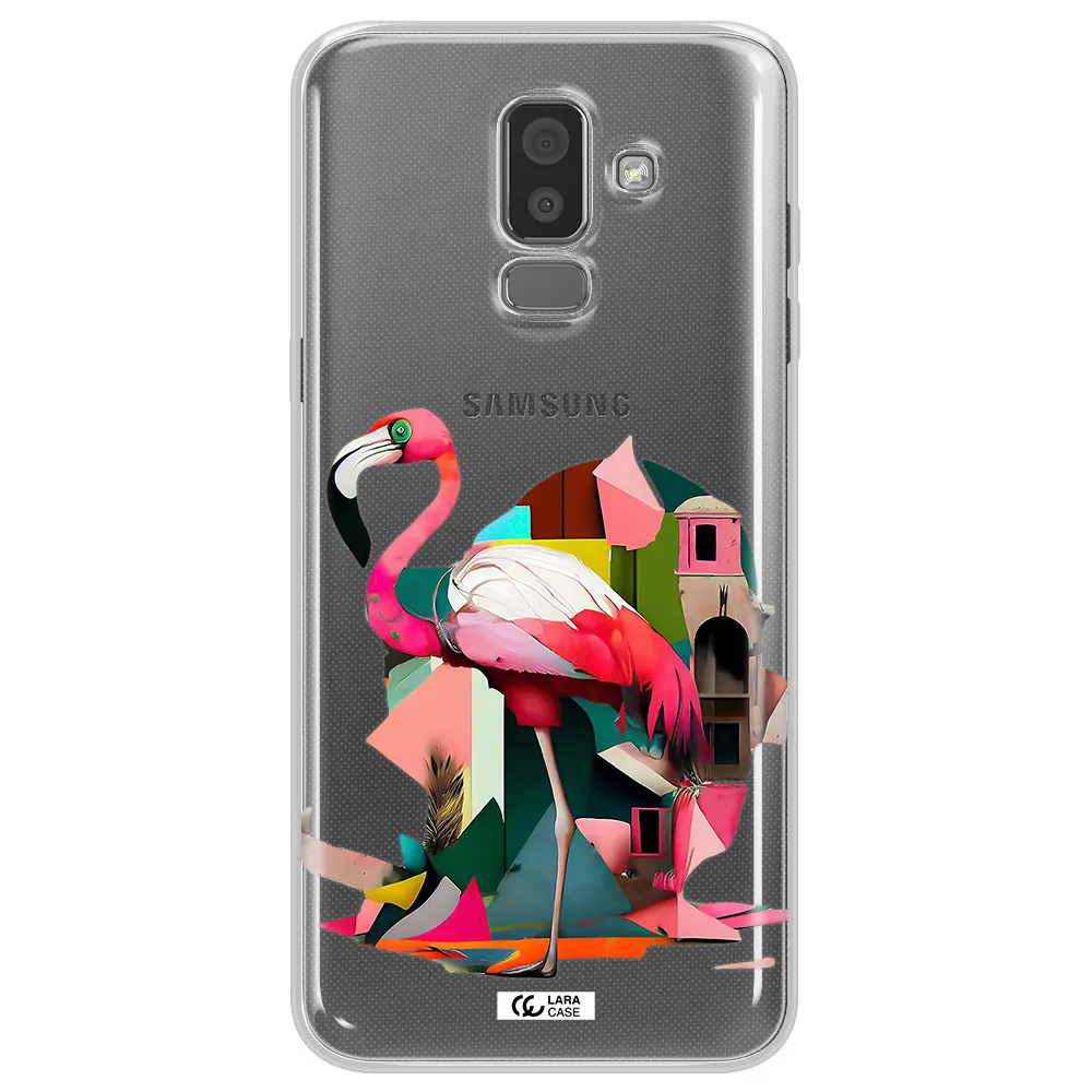 Flamingo Collage Samsung J8 Clear TPU Case