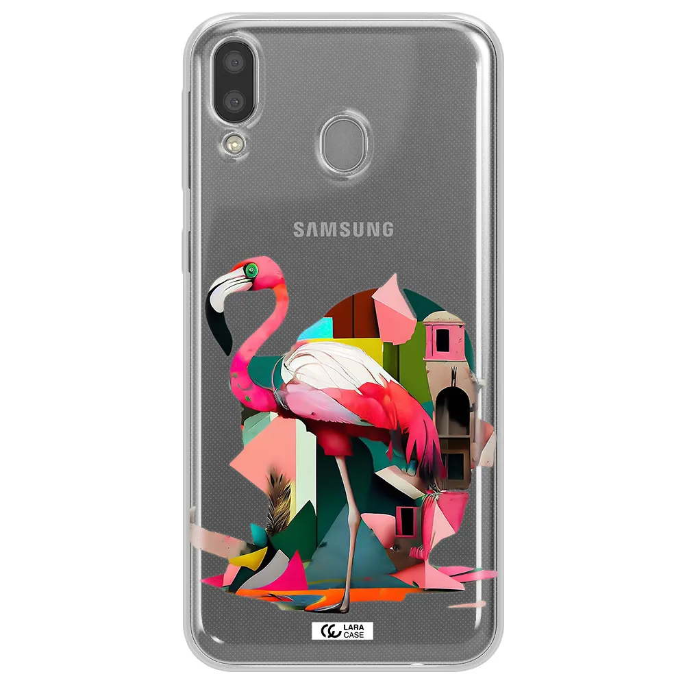 Flamingo Collage Samsung M20 Clear TPU Case
