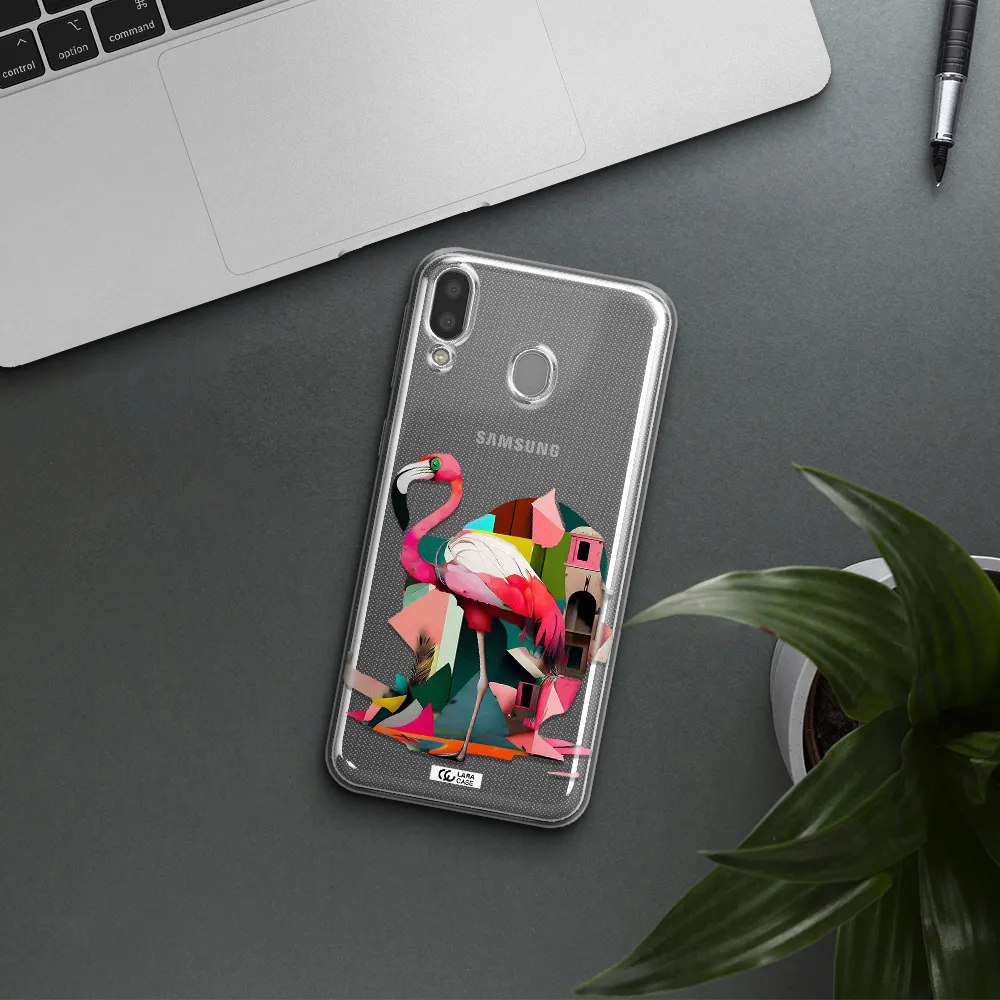 Flamingo Collage Samsung M20 Clear TPU Case