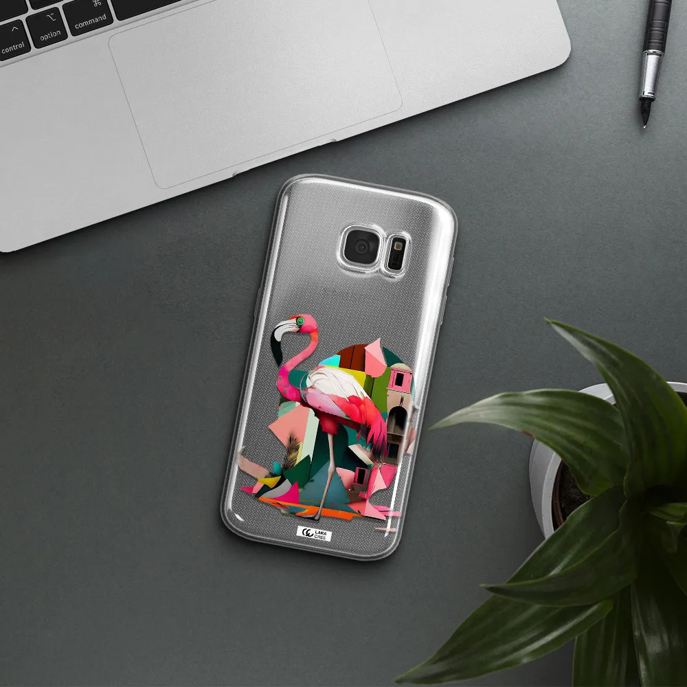 Flamingo Collage Samsung S 7 Clear TPU Case