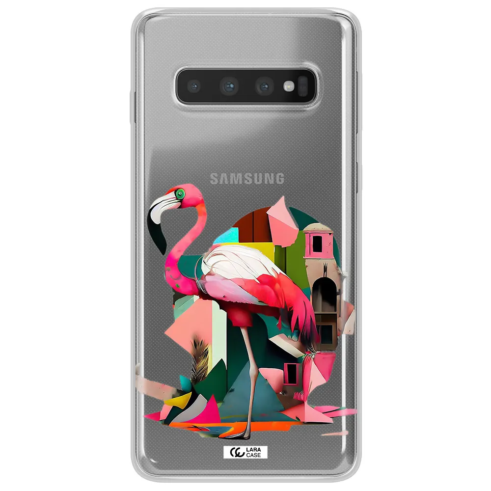Flamingo Collage Samsung S10 Clear TPU Case