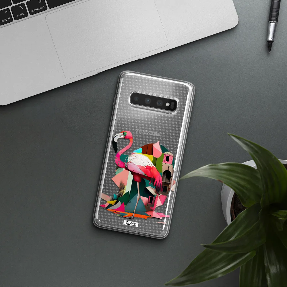 Flamingo Collage Samsung S10 Plus Clear TPU Case