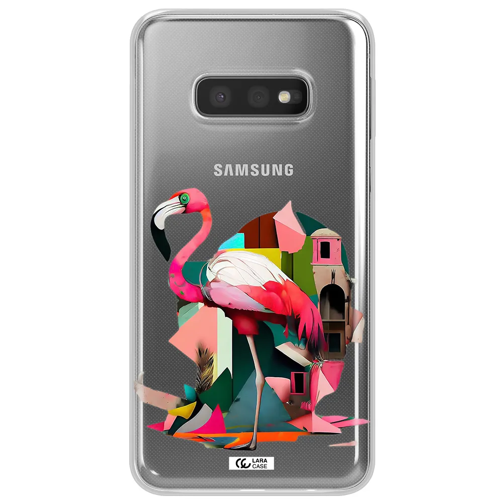Flamingo Collage Samsung S10e Clear TPU Case
