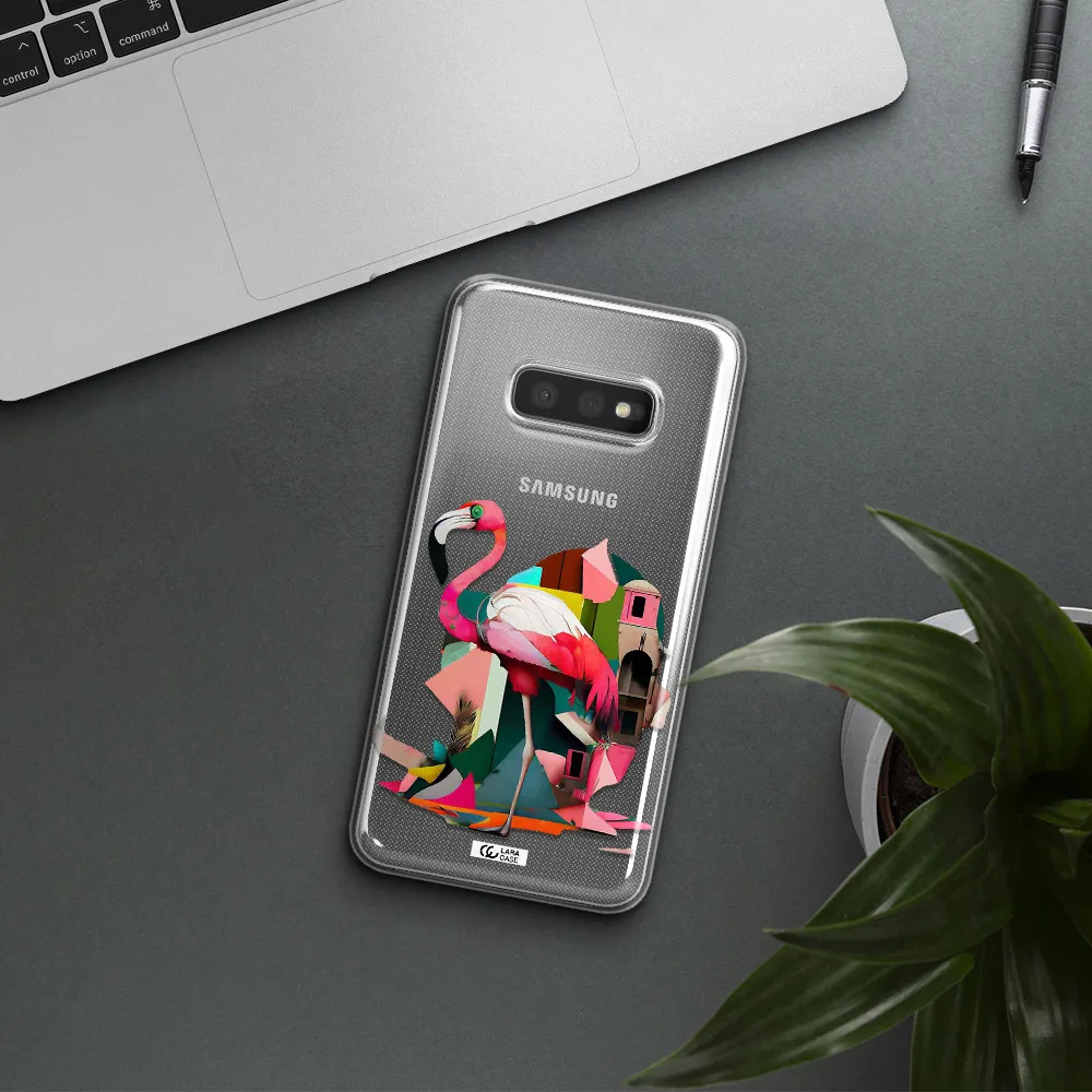 Flamingo Collage Samsung S10e Clear TPU Case