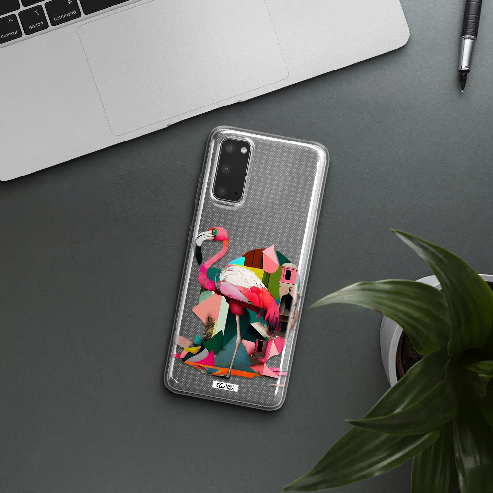 Flamingo Collage Samsung S20 Clear TPU Case