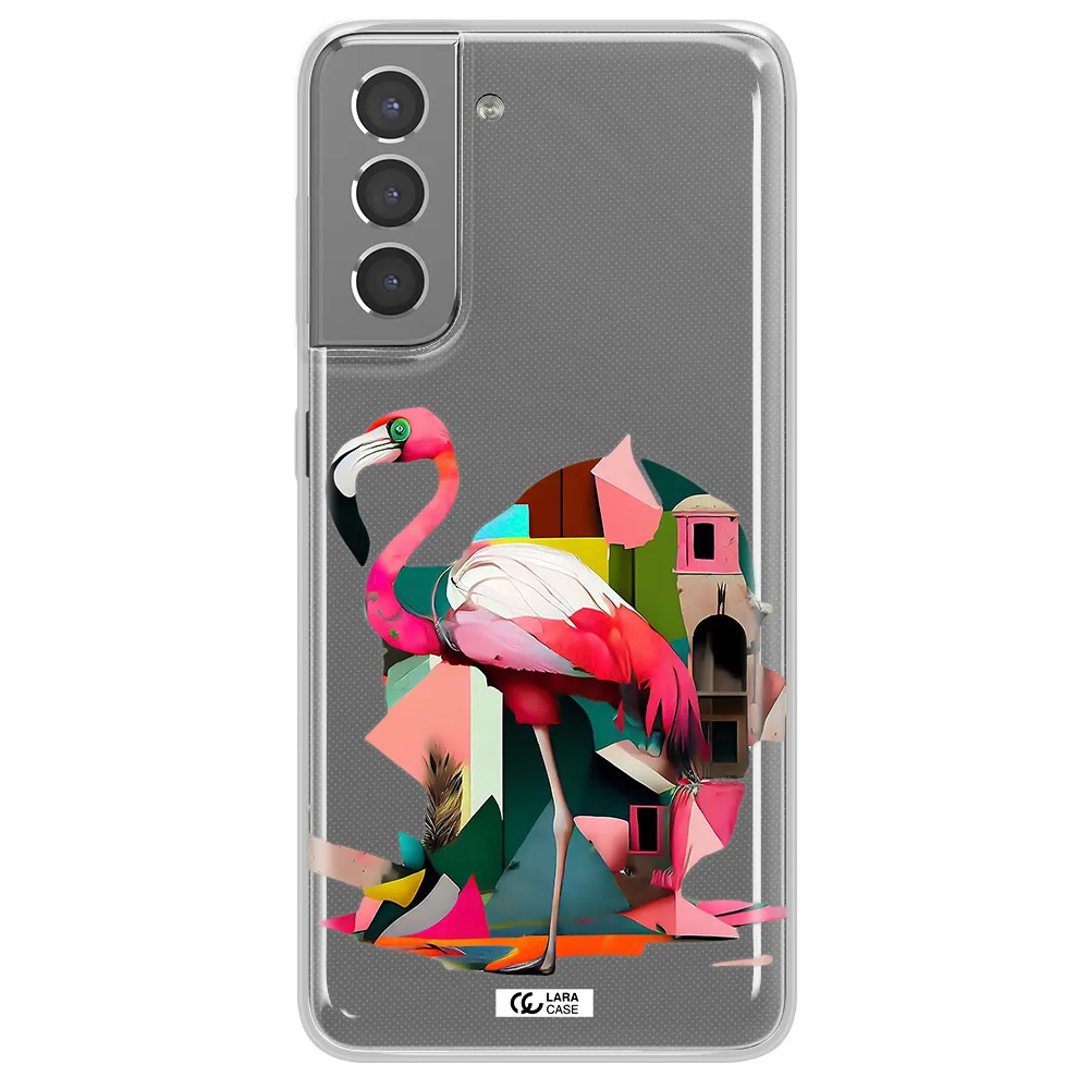 Flamingo Collage Samsung S21 Clear TPU Case