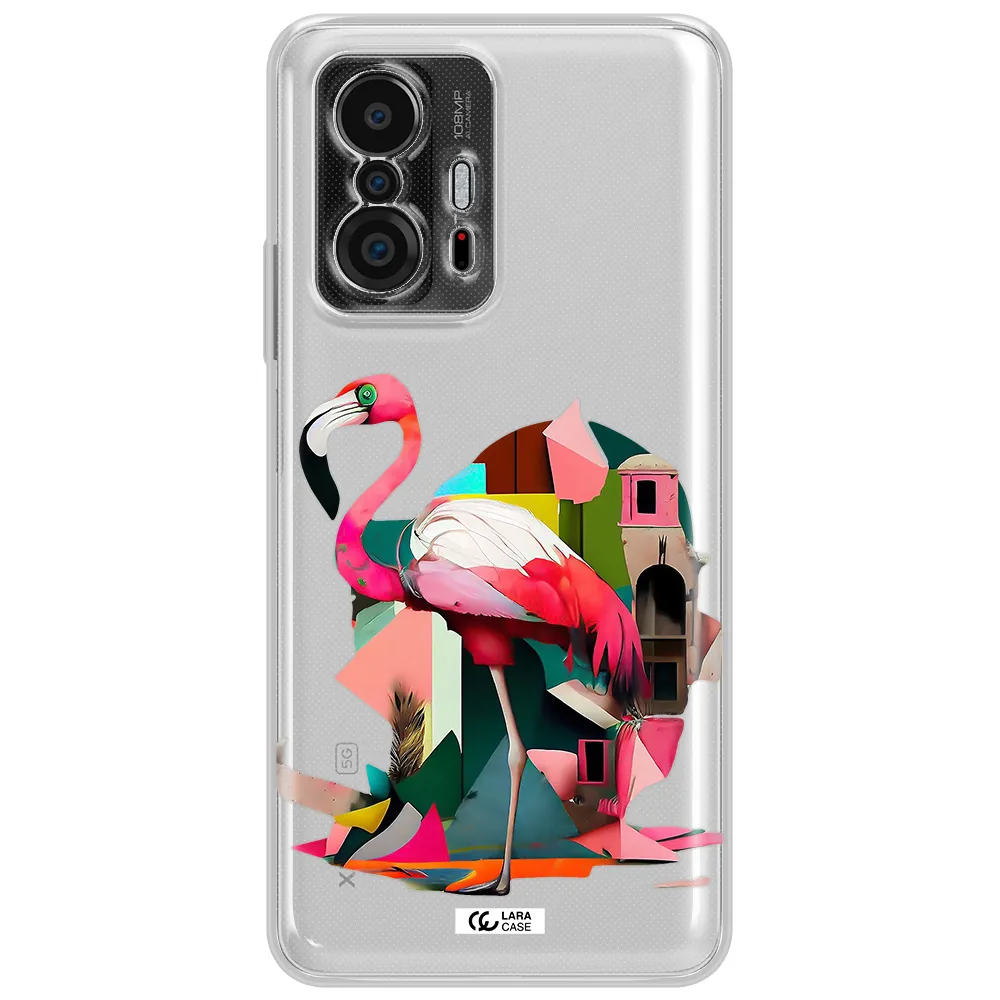 Flamingo Collage Xiaomi 11T Clear Tpu Case