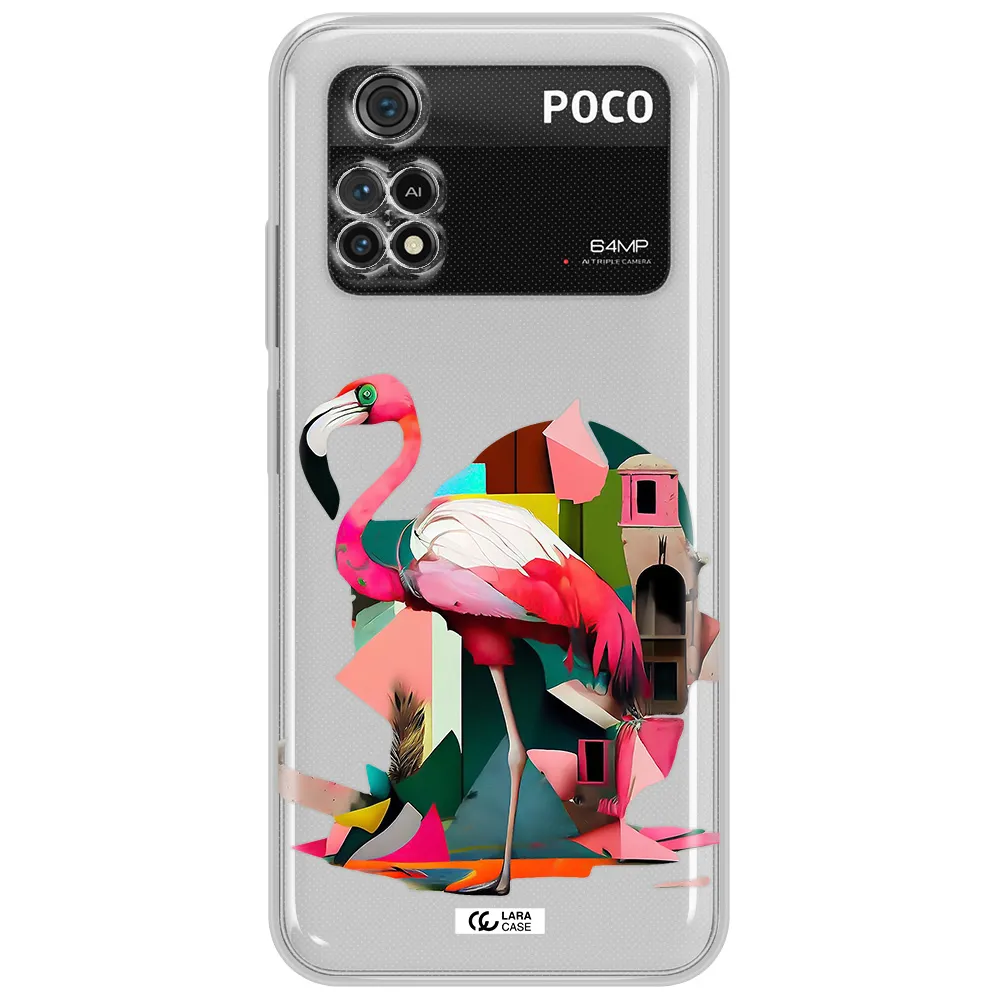 Flamingo Collage Xiaomi Poco M4 Pro 4G Clear Tpu Case