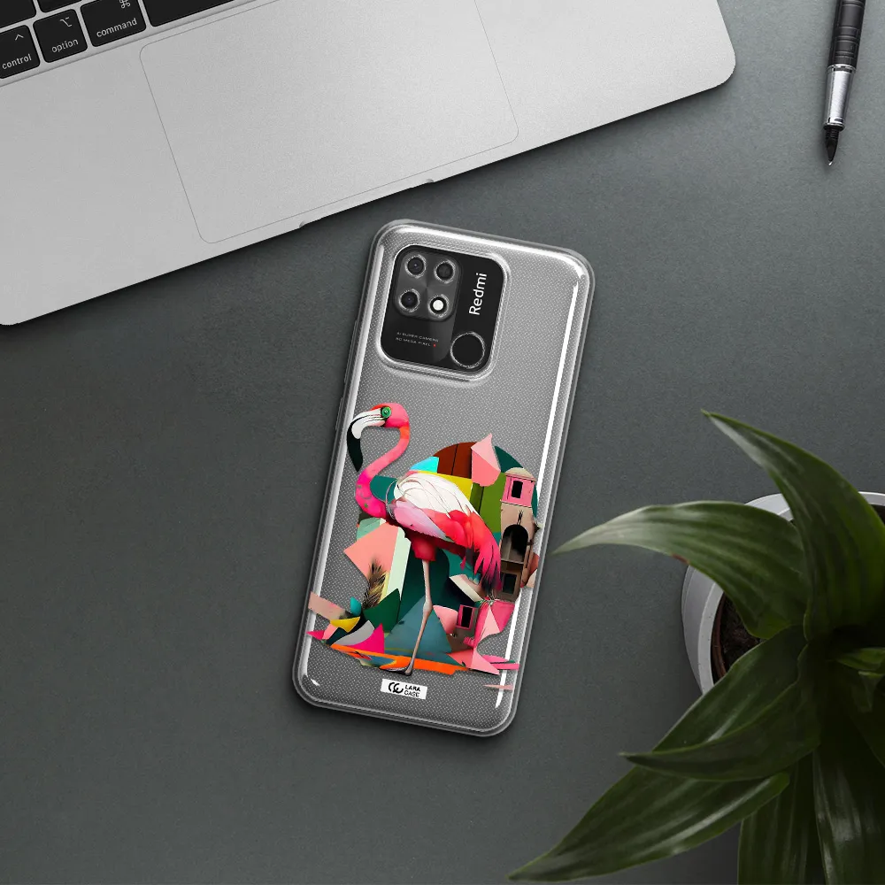 Flamingo Collage Xiaomi Redmi 10C Clear TPU Case