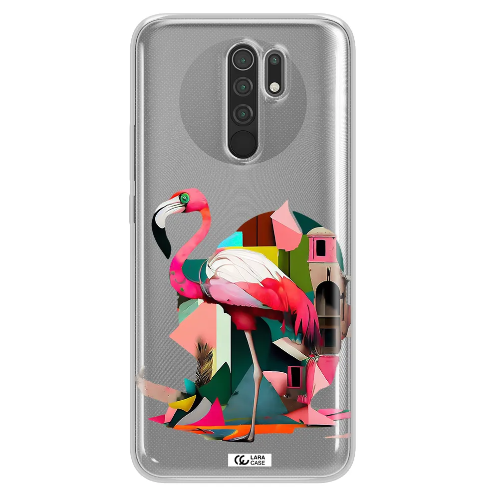 Flamingo Collage Xiaomi Redmi 9 Clear TPU Case