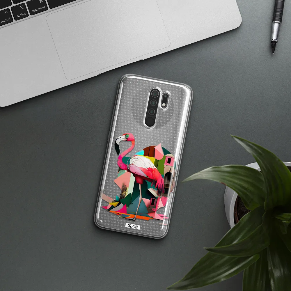 Flamingo Collage Xiaomi Redmi 9 Clear TPU Case