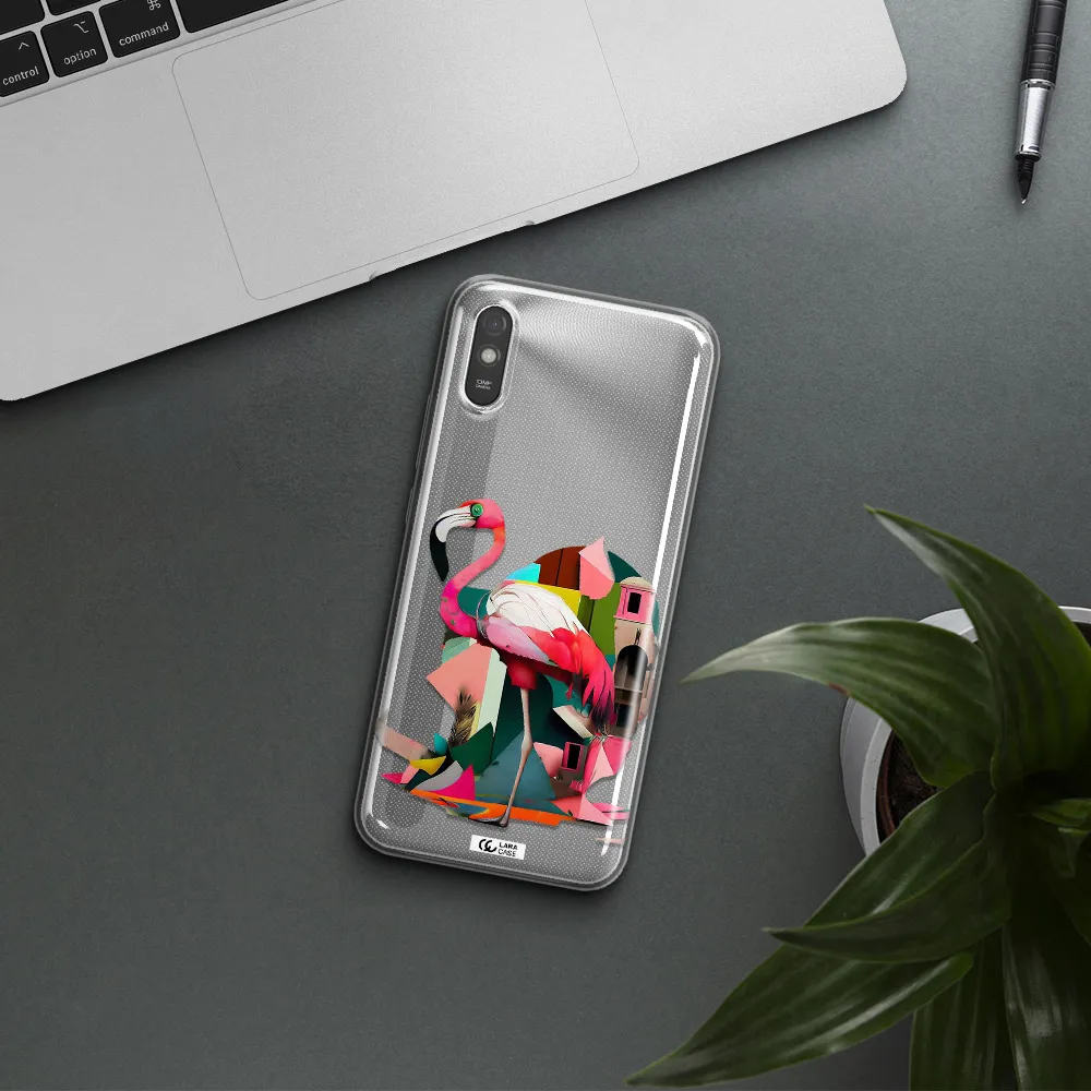 Flamingo Collage Xiaomi Redmi 9A Clear TPU Case