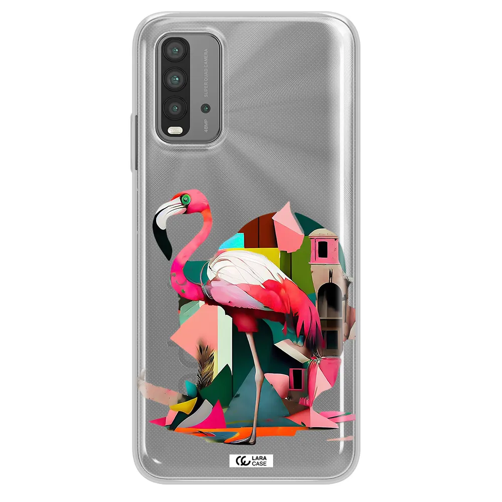 Flamingo Collage Xiaomi Redmi 9T Clear TPU Case