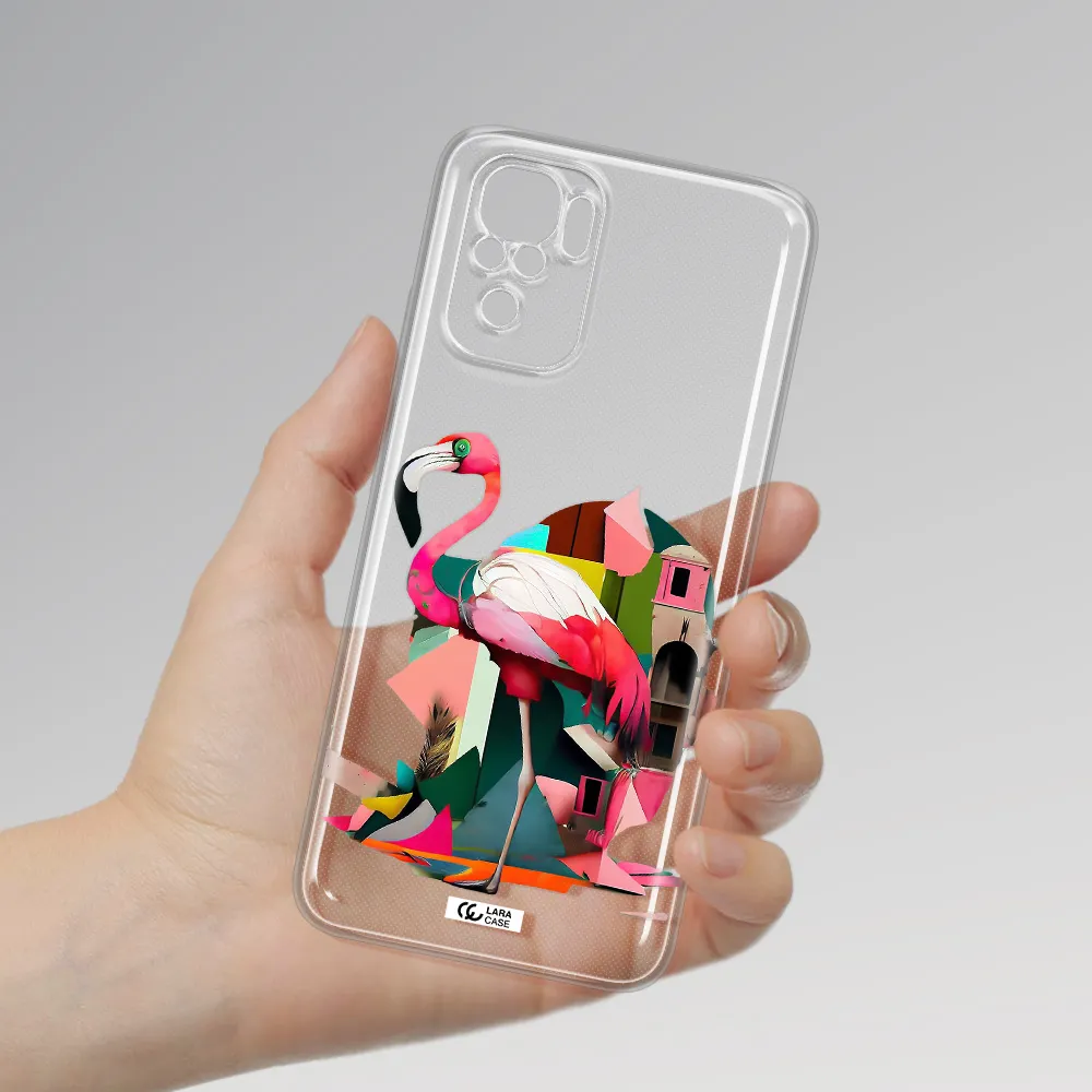 Flamingo Collage Xiaomi Redmi Note 10S Clear Tpu Case