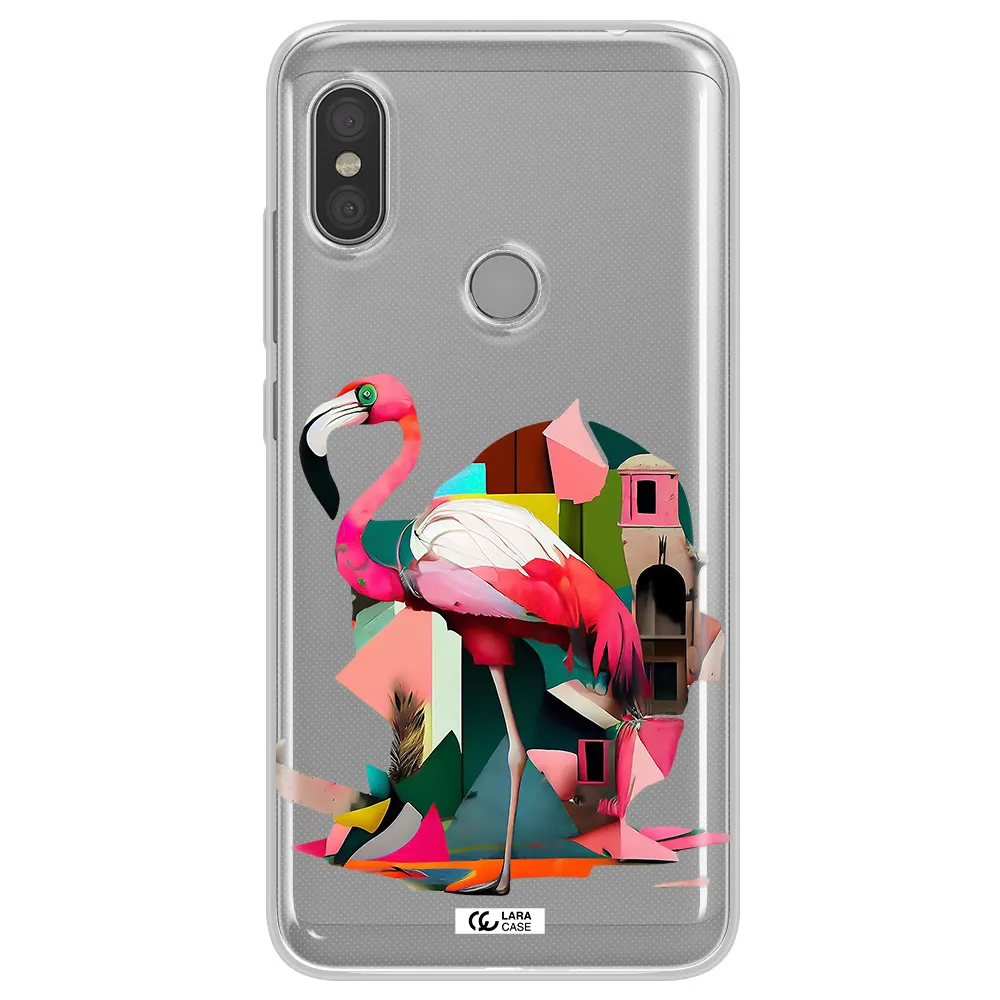 Flamingo Collage Xiaomi Redmi Note 6 Pro Clear TPU Case