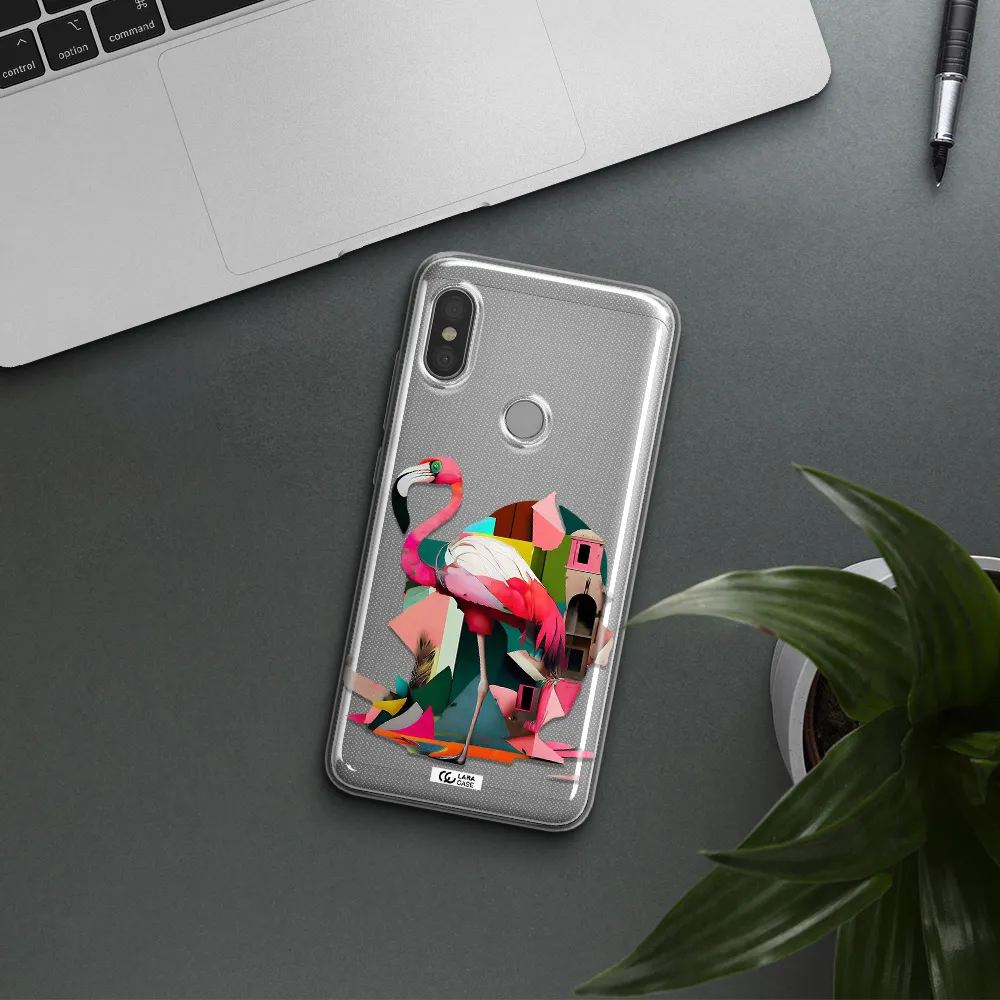 Flamingo Collage Xiaomi Redmi Note 6 Pro Clear TPU Case