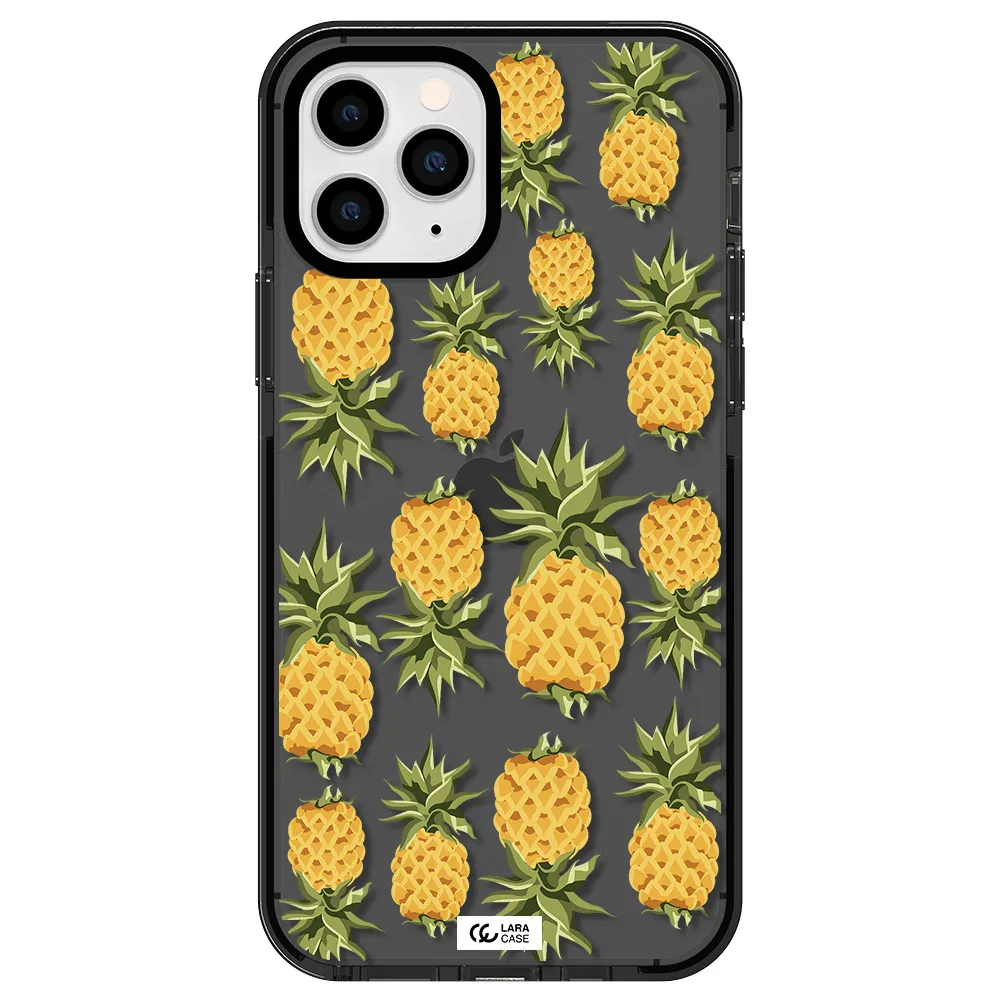 Pineapples Apple iPhone 11 pro impact Smoke Black Case