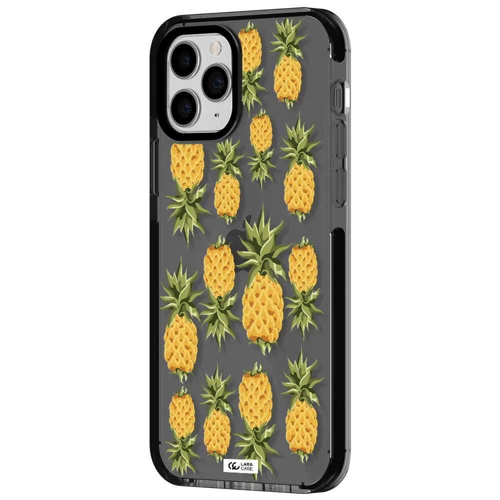 Pineapples Apple iPhone 11 pro impact Smoke Black Case